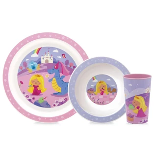Kit Refeição Aventuras Infantil Bowl, Prato e Copo Princesa 15373 - BUBA