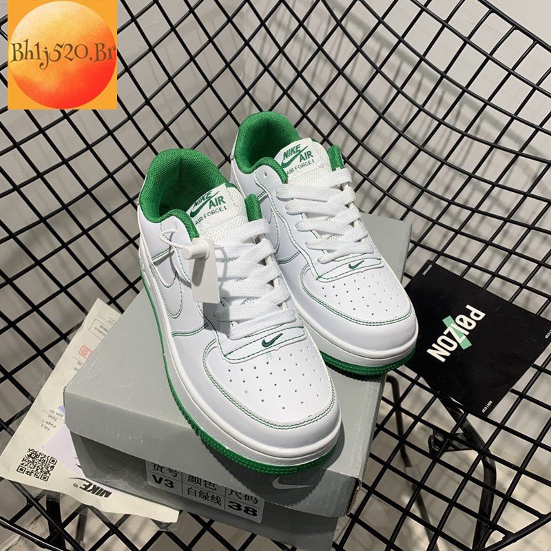 56-1030 Afs No . 1 Sapatos De Costura Em Tela Casal De Basquetebol Feminino De Arte Verde Branco Estilos De Moda Casual