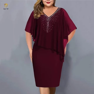 Das mulheres vestido irregular de Chiffon Bodycon Plus tamanho banquete vestidos bola festa bola vestido Midi vestido roupas femininas