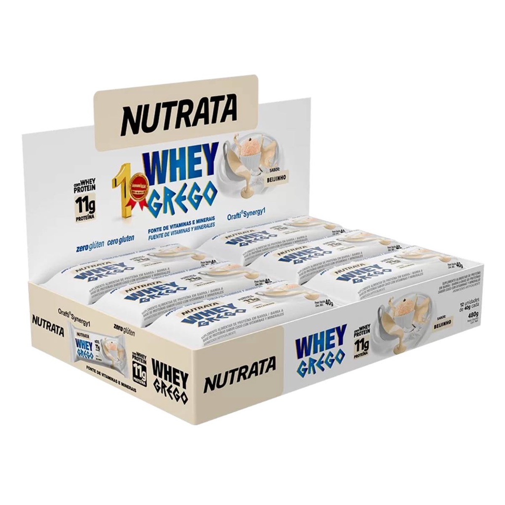 Nutrata Whey Grego Bar Beijinho 40g Dp 12 Un