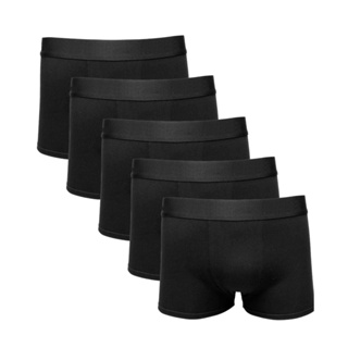 Kit 5 Cuecas Boxer Toda Preta Microfibra Original Confortável