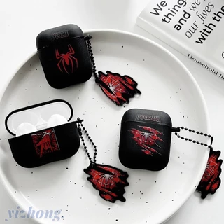 Caixa Para Airpods Pro 2 3 1 Padrão Homem-Aranha Frio Matte Black TPU Fone De Ouvido Capa Fones Com Corrente Anti-Perda Riscos Sem Fio