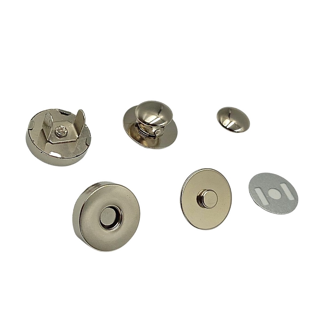 BOTÃO MAGNÉTICO IMANTADO FORTE REBITE 1 LADO 18MM - 100 UND - NÍQUEL