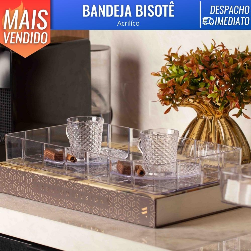 Bandeja Bisotê Organizadora Cristal Retangular Em Acrílico Penteadeira Banheiro