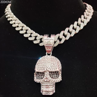 2024 Hip Hop Moda Homem Mulher SKull Pingente Colar Corrente Cubana Hiphop Iced Out Bling Colares Punk Jewelry