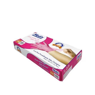 Luva Nitrílica Rosa Procedimento Não Cirúrgico S/Pó - C/100UN - MEDIX