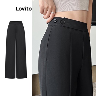 Lovito Calças Elegantes Com Bolso Liso Para Mulheres L74ED151