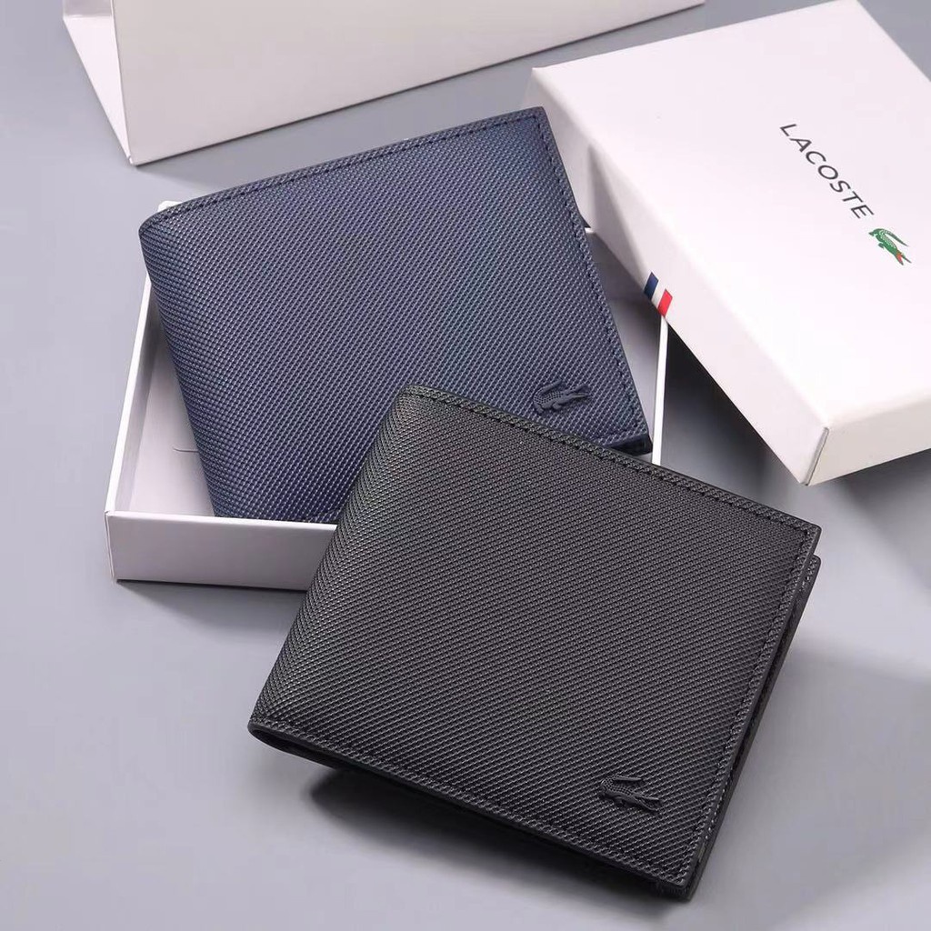 Lacoste Carteira Homens Mulheres Dinheiro Bolsa Bifold Curta Carteira De Couro Para Presente De Aniversário