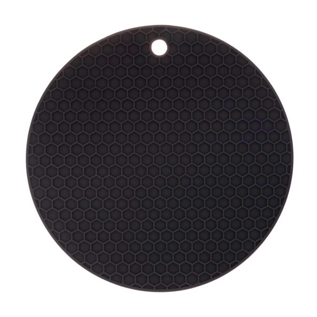 Descanso Para Panela Redondo De Silicone Preto 18Cm - Lyor