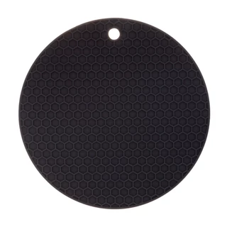 Descanso Para Panela Redondo De Silicone Preto 18Cm - Lyor