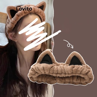 Lovito Tiara Com Orelhas De Gato De Veludo Coral De Pele Sintética Fofa De Desenho Animado Para Mulheres LFA11286