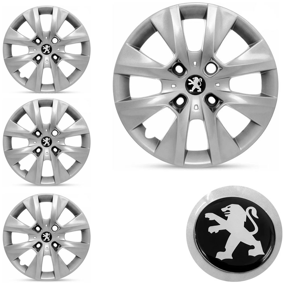 Jogo 4 Carlota Aro 14 Peugeot 206 307 207 C3 C/ Emblema Resinado
