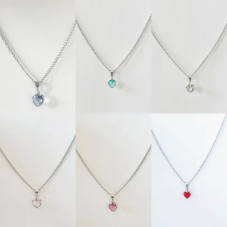 Colar Com Pedra Zirconia Colorido Coração Colar Feminina 42CM /Colar Com Coração Cravejado