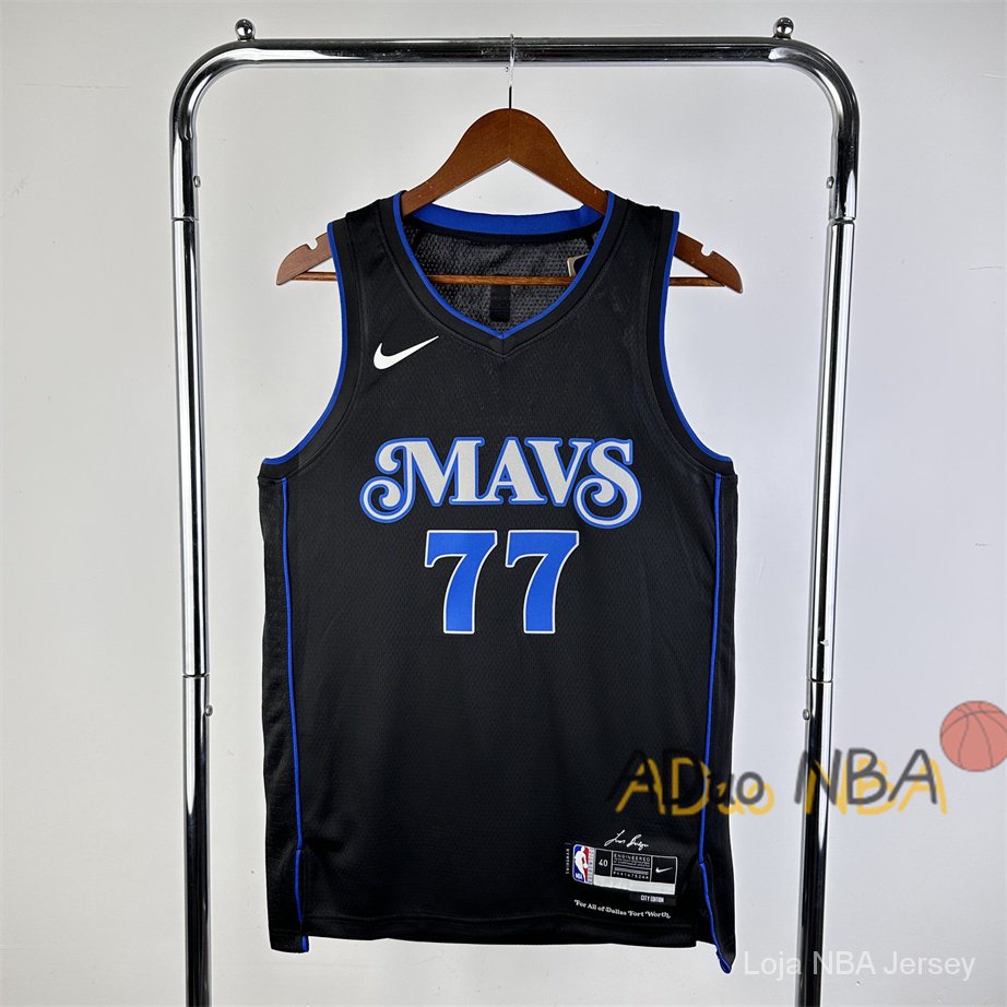 2023-24 NBA Dallas Mavericks Hot pressed Luka Dončić #77 Black Swingman City Edition de Basquetebol Jersey