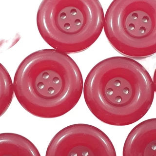 Botões Perolado Grande 4 Furos Brilhante Plástico ABS Vermelho 28mm 44333 Botao decorativo para uniformes e confecções