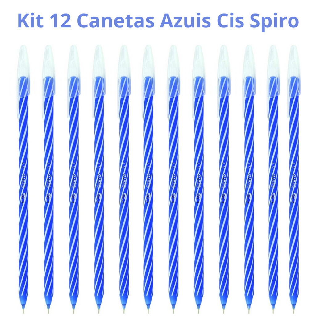 Kit Canetas Cis Spiro Esferográfica Ponta 0.7mm Fina Macia