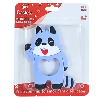 Mordedor Massageador de Gengivas Macio Guaxinim Livre Bpa Infantil Castela
