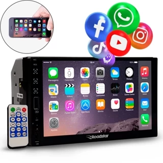 Central Multimídia MP5 Roadstar 7 Polegadas Espelhamento Bluetooth USB SD Rádio RS-506MP5BR