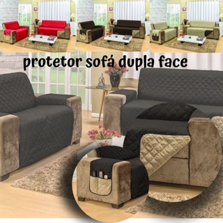 Kit Capa Protetor Sofa 2/3 Lugares Requinte MATELADO Com bolso Lateral Dupla Face decoracao Sala