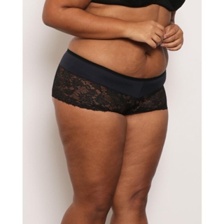 Calcinha Plus Size Feminina Caleçon Renda Preta