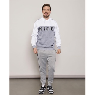 Calça Helanca Masculina Jogger Com Zíper Cinza
