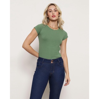 Blusa Feminina Básica Manga Curta Verde