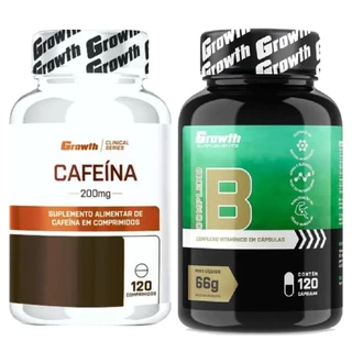 Cafeina Pura 200mg 120 Caps + Complexo B 120 Caps Growth