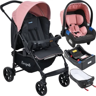 Carrinho Bebe Conforto + Base + Moises Ecco CZ Rosa - Burigotto