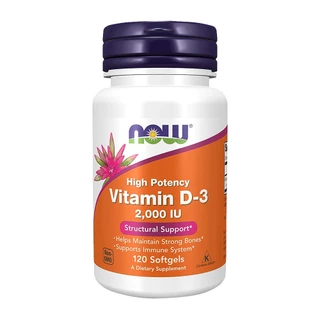 Vitamina D3 2000 IU Alta Potência Now Foods 120Softgls