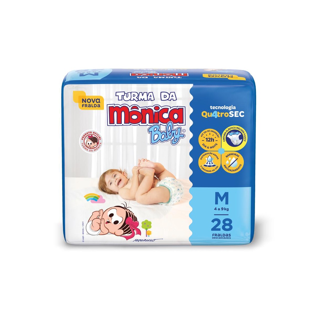 Fralda Turma da Mônica Baby Jumbo M com 28un