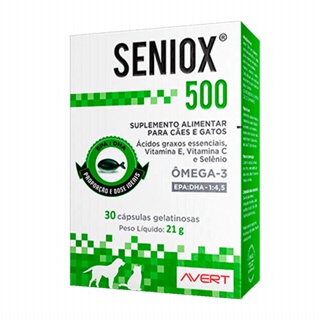 Suplemento Nutricional Avert Seniox 30 Cápsulas para Cães e Gatos 500mg