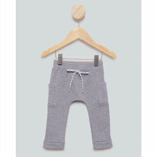 Calça Moletom Bebê Com Bolso Lateral Cordão Cinza