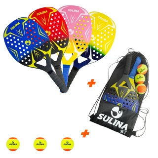 Kit 4 Raquetes de Beach Tennis com 3 bolas Oficiais + Capa em Oferta na Shopee