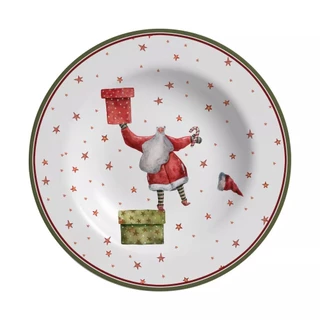 Conjunto com 6 Pratos Fundo Father Christmas Natal Ø25cm