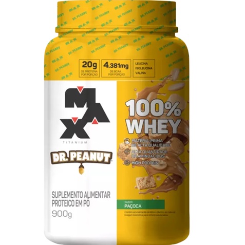 Whey 100% Pote 900g Max Titanium Dr. Peanut Pacoca