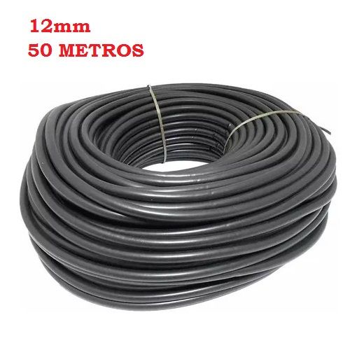 Rolo Espaguete Liso Tubo Isolamento 12mm 50 Metros Preto