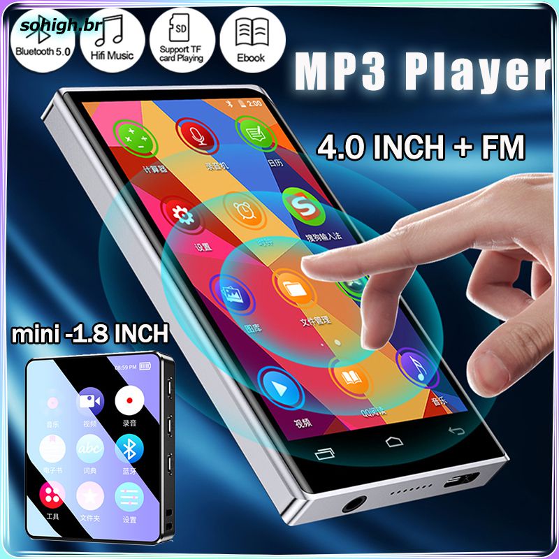 [SOH] Mp3 Player Bluetooth Tela Cheia Walkman Esporte Portátil Mp4 Mp5 Vídeo Música /e-book/gravador Mini Player