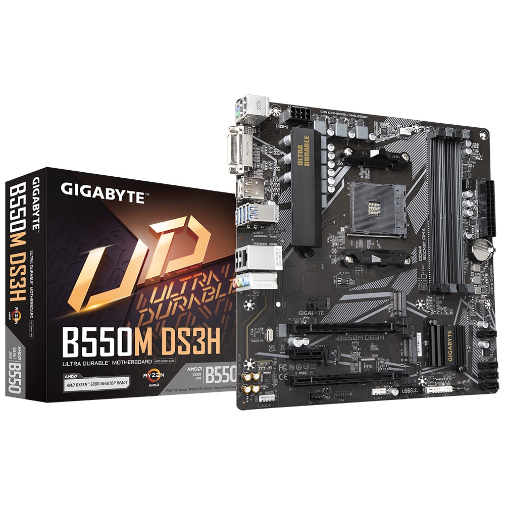 Placa Mãe Gigabyte B550M DS3H, AMD AM4, Micro ATX, DDR4