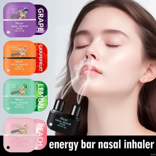 Caixa de ervas nasal de limpeza Nicor Essential Double Hole Energy Bar Energizante Nasal Inhaler Stick