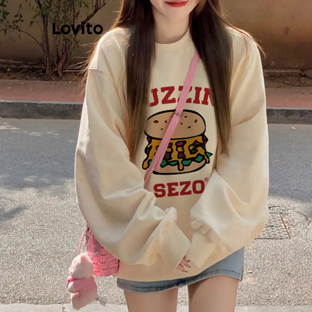 Lovito Moletom Casual Liso Com Gola Redonda Para Mulheres LNE35195 (Damasco)