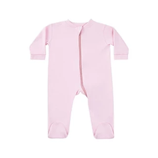Macacão Bebê Com Pé Rosa-Claro Com Zíper G 6-9 Meses Algodão Egípcio 1030 Anna Olsen