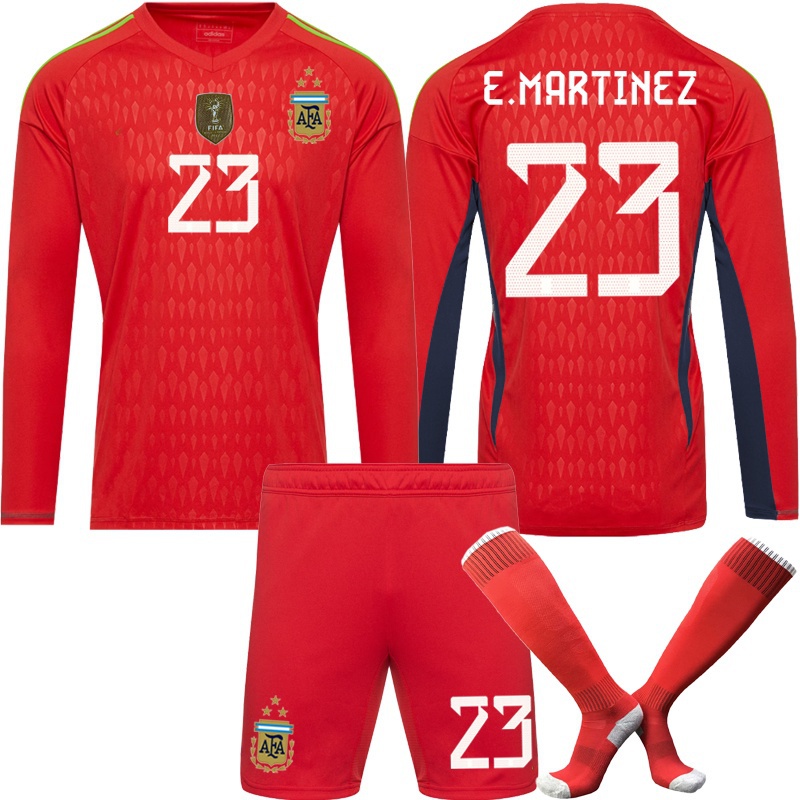 Uniforme do Goleiro No. 23 Martinez camisa Argentina goleiro vermelho ...