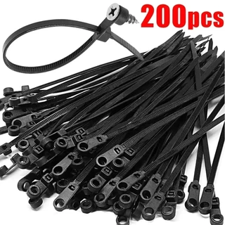 Abraçadeiras De Cabo Fixo De Nylon 100Pcs Com Furo De Parafuso-Laço Auto-Travamento Fecho De Correr Ajustáveis Multi