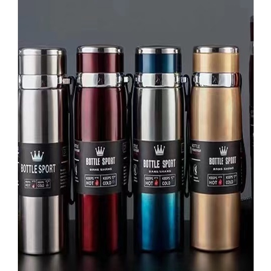 Garrafa 800ml/1000ml Inox Térmica Com Infusor Prata Dourada De Água Café Parede Dupla Com Alça