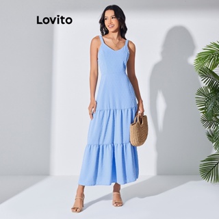 Lovito Vestido Casual Simples Com Camada Em Camadas Para Mulheres LBL07126