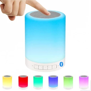 Abajur Led Caixa De Som Bluetooth Touch Luminaria Rgb