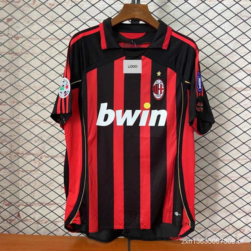 2006/07AC Milan Casa Camisa Retro Futebol Uniforme