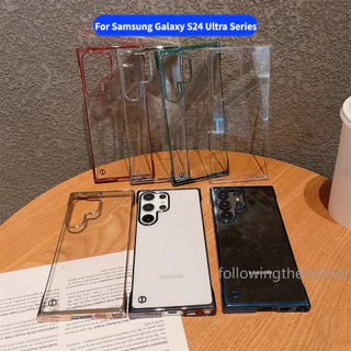 Capa Sem Moldura Para Samsung Galaxy S24 Ultra 5G S24 + S 24 Plus 2024 Hard PC Clear Camera Protect Back Cover