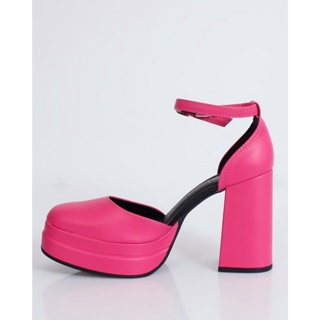 Sapato Feminino Meia Pata Salto Bloco Dakota Rosa