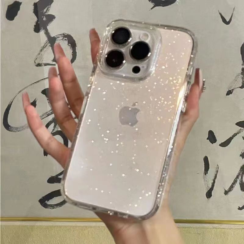 Capa De Alta Qualidade Glitter Em Pó Bling Clear TPU iPhone 15 14 13 12 11 Pro Max Luxo Resistente A Choques Suaves Traseira